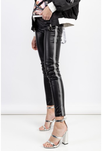 Leather trousers with stripes
